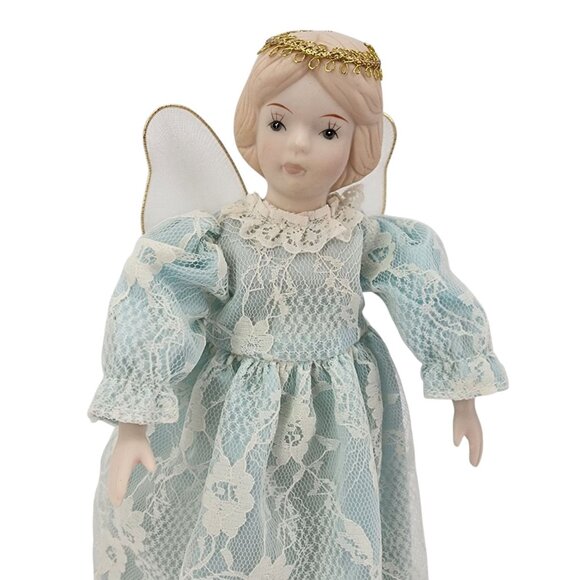 Vintage Avon Christmas Tree Snow Angel Tree Topper Doll Ceramic 10.5" Tall Blue - Picture 4 of 14
